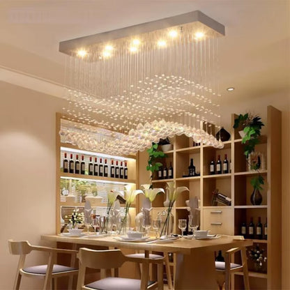 Modern LED Rectangle Living Room K9 Crystal Chandeliers Light Fixtures for Cafe Office Indoor Home Lamp Fixtures