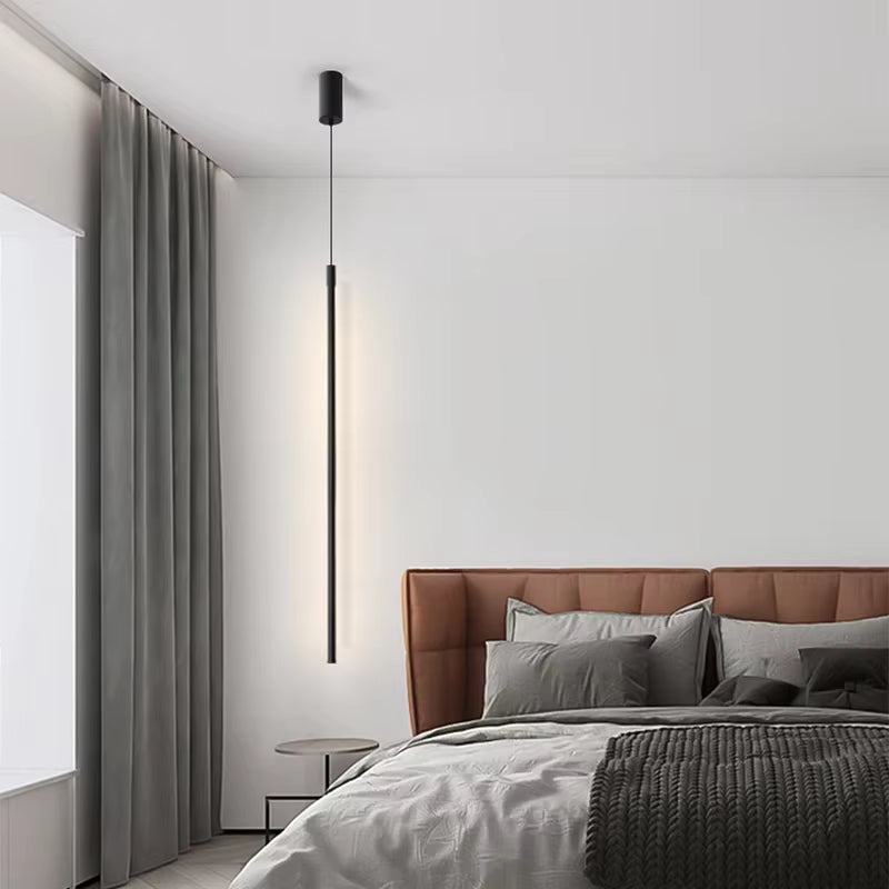 Modern LED Pendant Lights Minimalist Black Aluminum Chandeliers for Dining Room Bedroom Decor Bedside Background Hanging Lamp