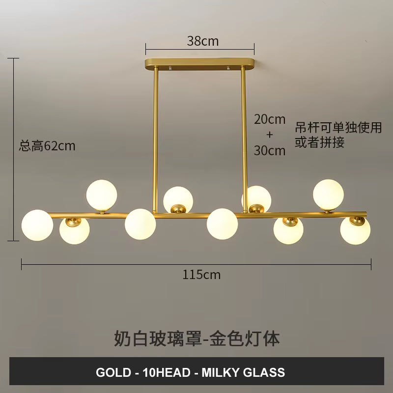 Dining Room Ceiling Chandelier Suspension Horizontal Glass Balls Chandeliers Kitchen Hanging Lamp Office Front Desk Lights