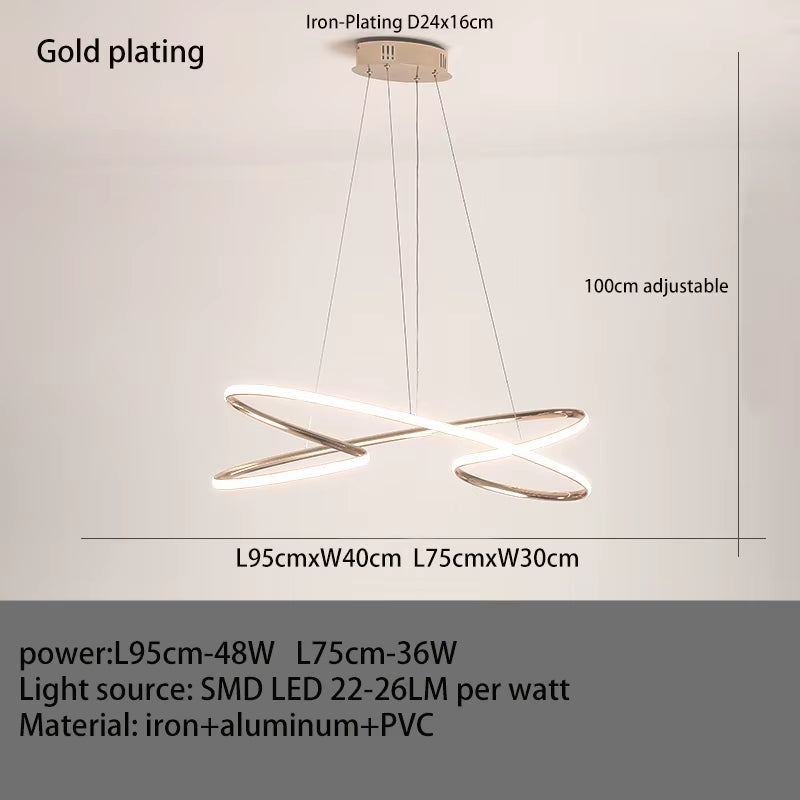 Modern Led Chandelier,Dimmable Ceiling Pendant Lamp,Modner Chandeliers for Living Bedroom Dining Room,Gold/Chrome Lustre W/Remot