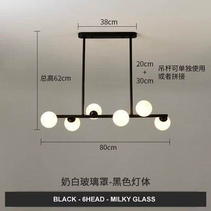 Dining Room Ceiling Chandelier Suspension Horizontal Glass Balls Chandeliers Kitchen Hanging Lamp Office Front Desk Lights