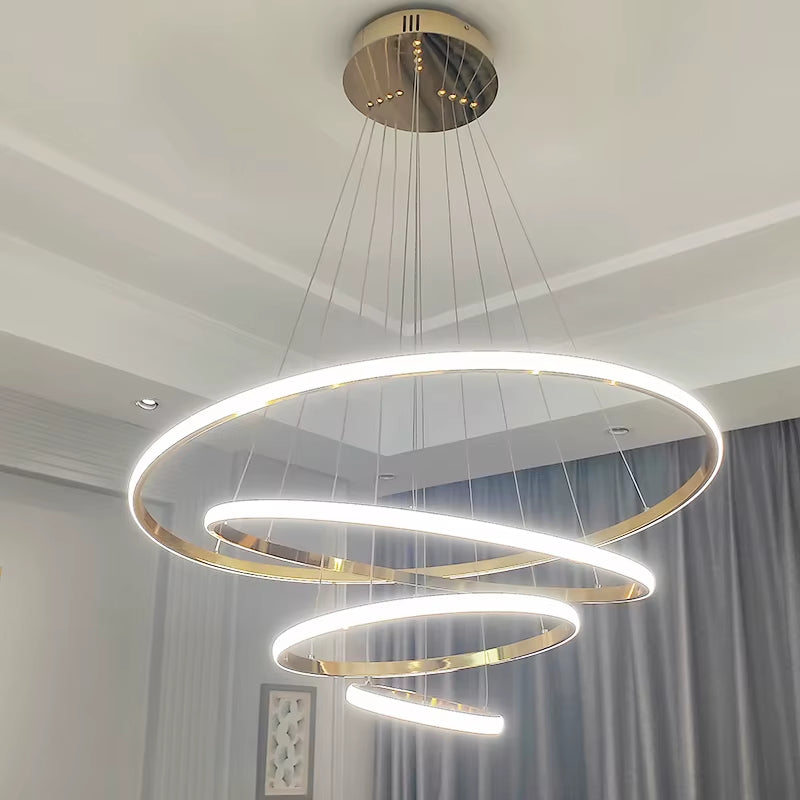 Modern LED Chandeliers for Living Room Bedroom Dining Room Chrome Plating Ring Creative Home Chandelier Light 2019 New