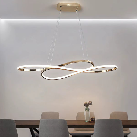 Mdern Led Chandeliers for Dining Room Living Room Chrome Gold Plating Hanging Lamp Kitchen Dining Table Pendant Lamp W/Remote