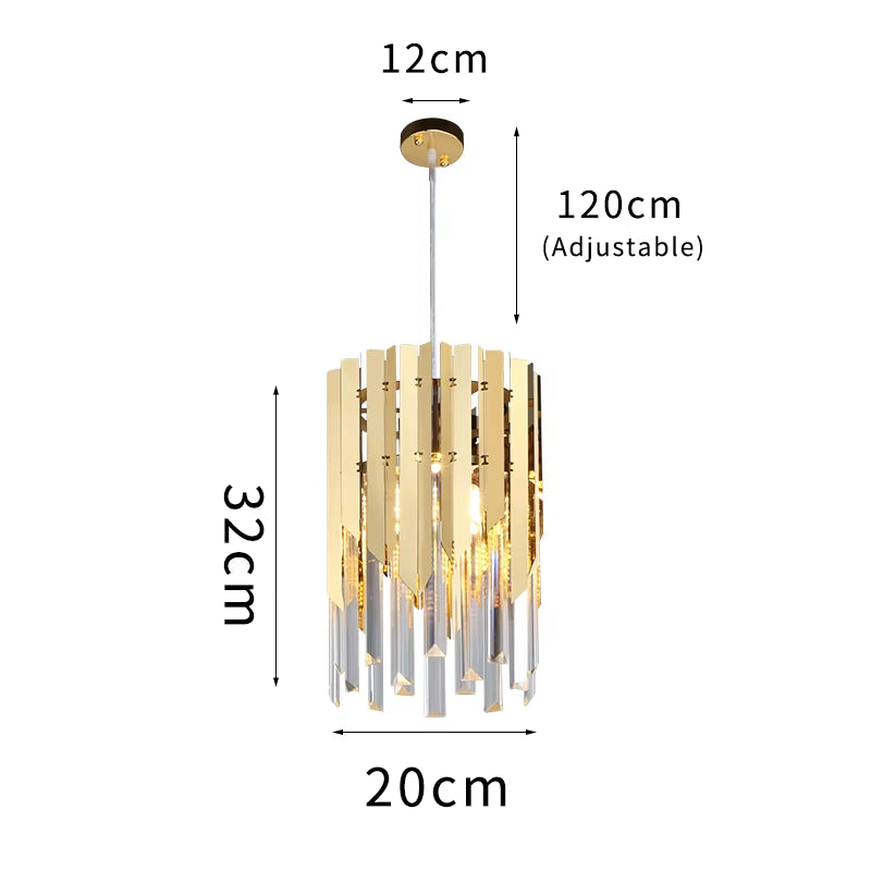 Small round Gold K9 Crystal Modern Led Chandelier for Living Room Kitchen Dining Room Bedroom Bedside Luxury Indoor Lighting