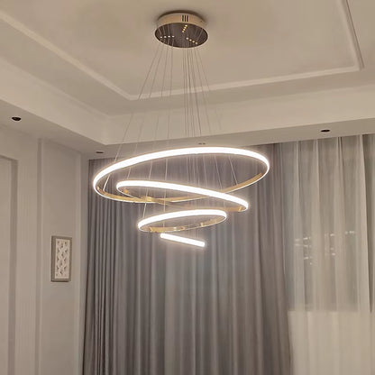 Modern LED Chandeliers for Living Room Bedroom Dining Room Chrome Plating Ring Creative Home Chandelier Light 2019 New