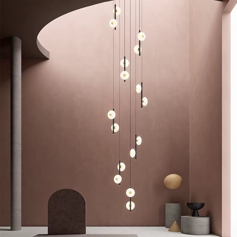 LED Pendant Lamp for Spiral Staircase Lighting Ceiling Chandelier Modern Luxury Villa Living Room Lighting Fixtures Chandelier