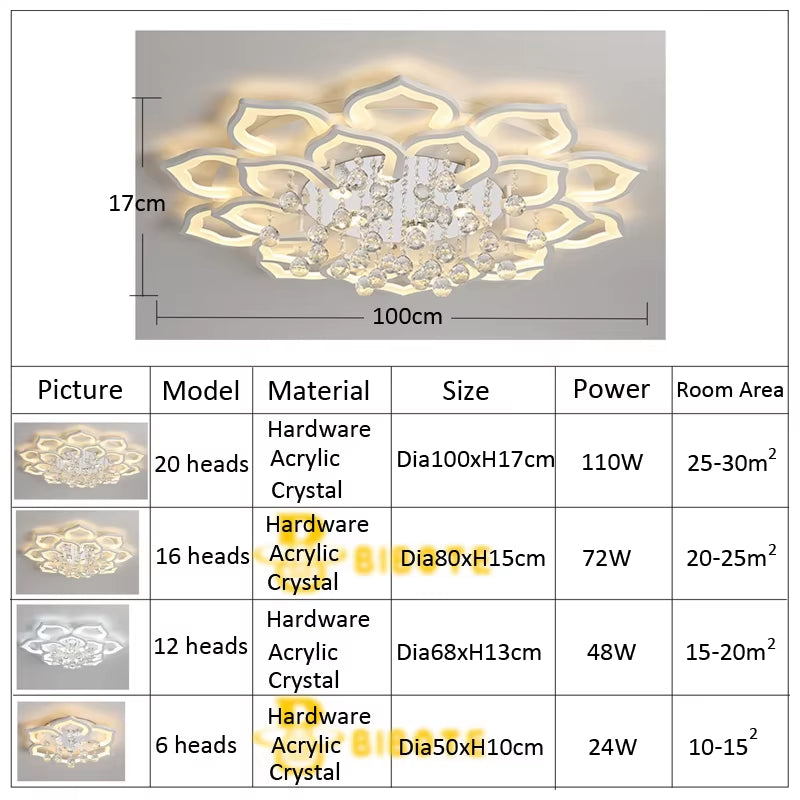 Modern Crystal Chandelier Ceiling Chandeliers for Living Room Lamp Bedroom Kitchen Lustre Indoor Lighting LED Fixtures Lights