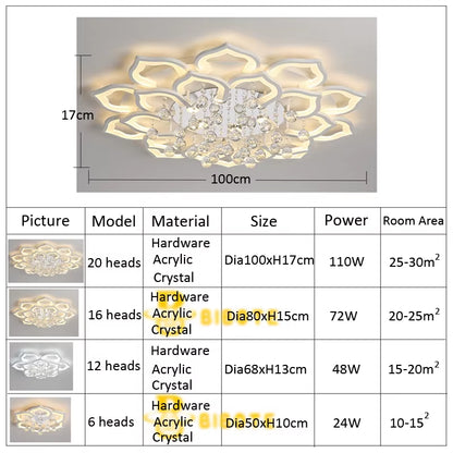 Modern Crystal Chandelier Ceiling Chandeliers for Living Room Lamp Bedroom Kitchen Lustre Indoor Lighting LED Fixtures Lights