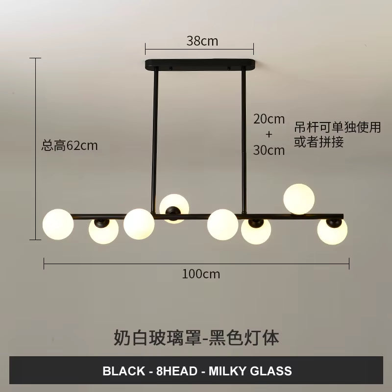 Dining Room Ceiling Chandelier Suspension Horizontal Glass Balls Chandeliers Kitchen Hanging Lamp Office Front Desk Lights