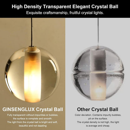 Modern 5-Lights Crystal LED Chandelier Raindrop Shape High Ceiling Pendant Light Crystal Ball Hanging Lighting for Living Room Staircase Entryway Dining Room, Nickel Canopy H59" Including Bulbs