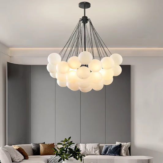 Nordic Frosted Glass Ball Chandeliers Children'S Room Luxury Dinning Living Gold Black LED Pendant Lighting Fixture