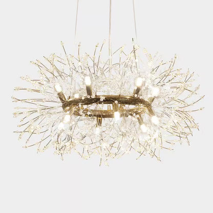 Calzada Decor 12-Light Gold Dandelion Firework Chandelier, round Pendant Ceiling Lighting