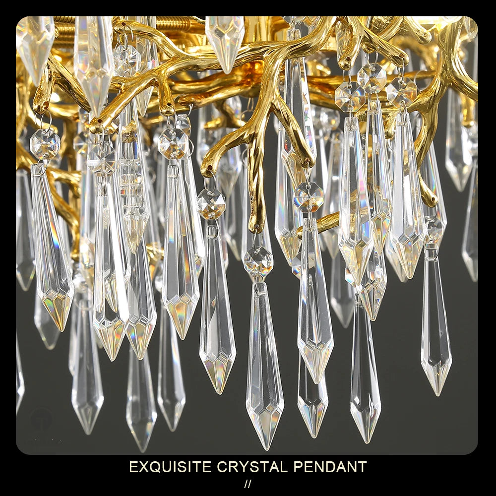 Modern Luxury Crystal Chandelier Branch Ceiling Crystal Chandelier Gold for Kitchen Dining Living Room Bedroom Chandeliers