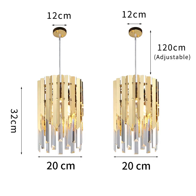 Small round Gold K9 Crystal Modern Led Chandelier for Living Room Kitchen Dining Room Bedroom Bedside Luxury Indoor Lighting