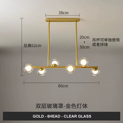 Dining Room Ceiling Chandelier Suspension Horizontal Glass Balls Chandeliers Kitchen Hanging Lamp Office Front Desk Lights