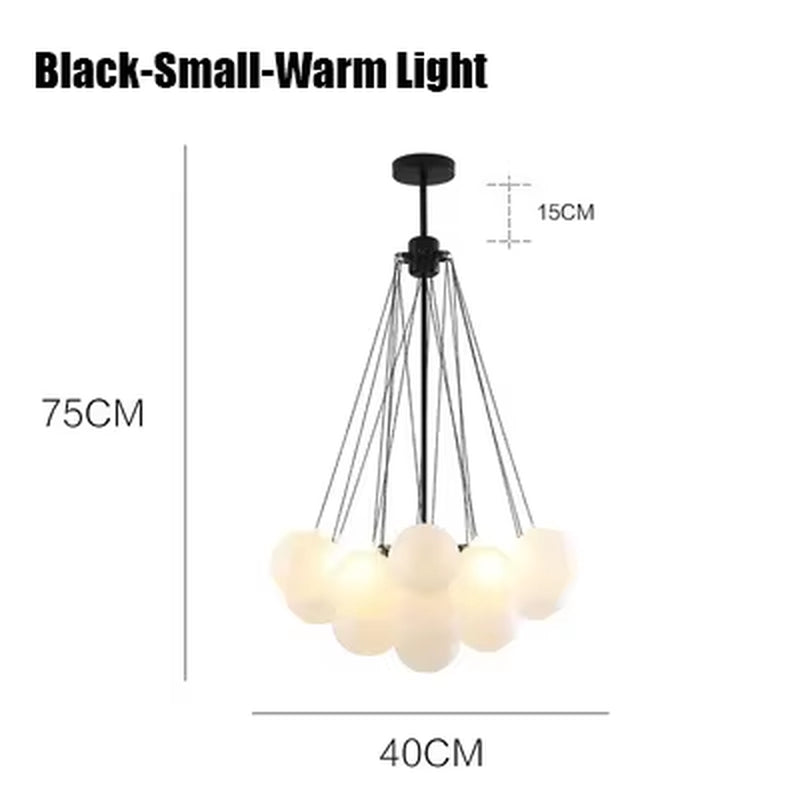 Nordic Frosted Glass Ball Chandeliers Children'S Room Luxury Dinning Living Gold Black LED Pendant Lighting Fixture