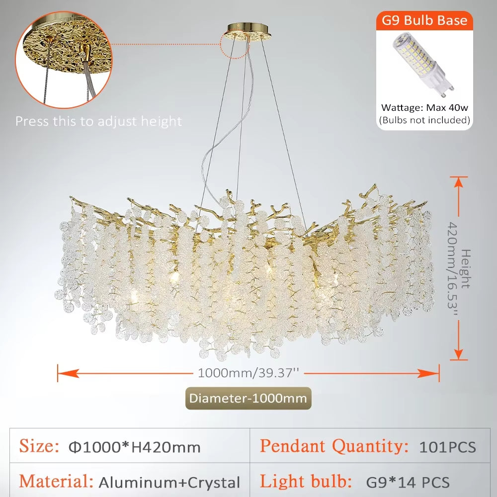 Modern Crystal Chandeliers Lucky Gold Money Tree Pendant Lamp for Dining Room Bedroom,Living Room Home Decoration