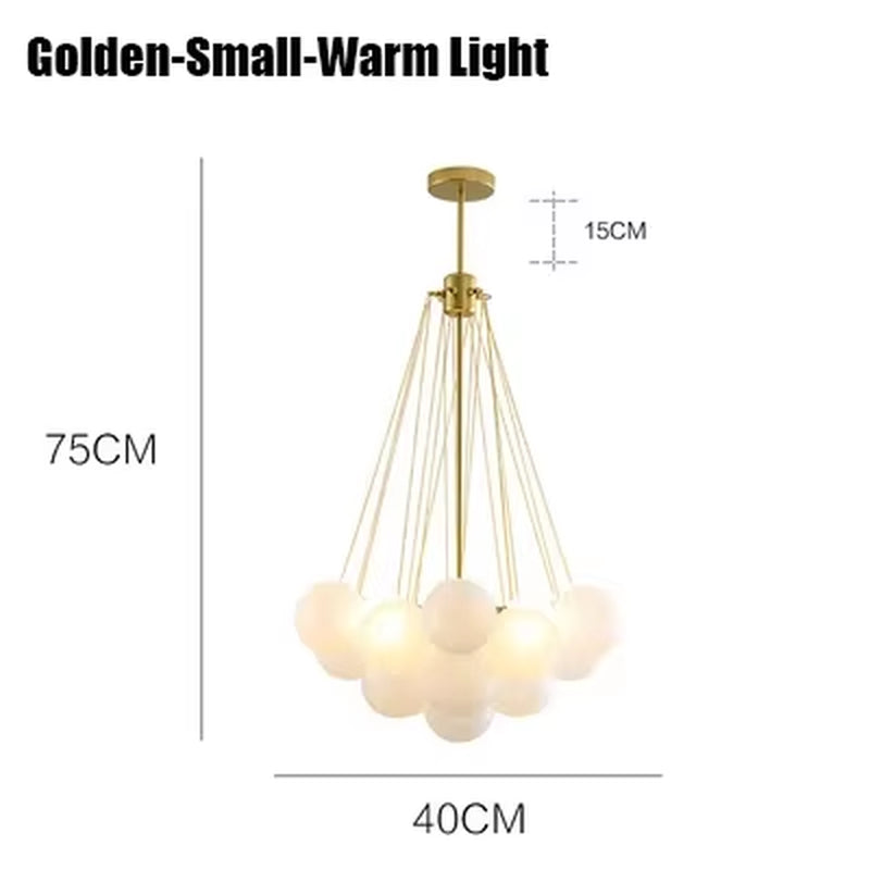 Nordic Frosted Glass Ball Chandeliers Children'S Room Luxury Dinning Living Gold Black LED Pendant Lighting Fixture