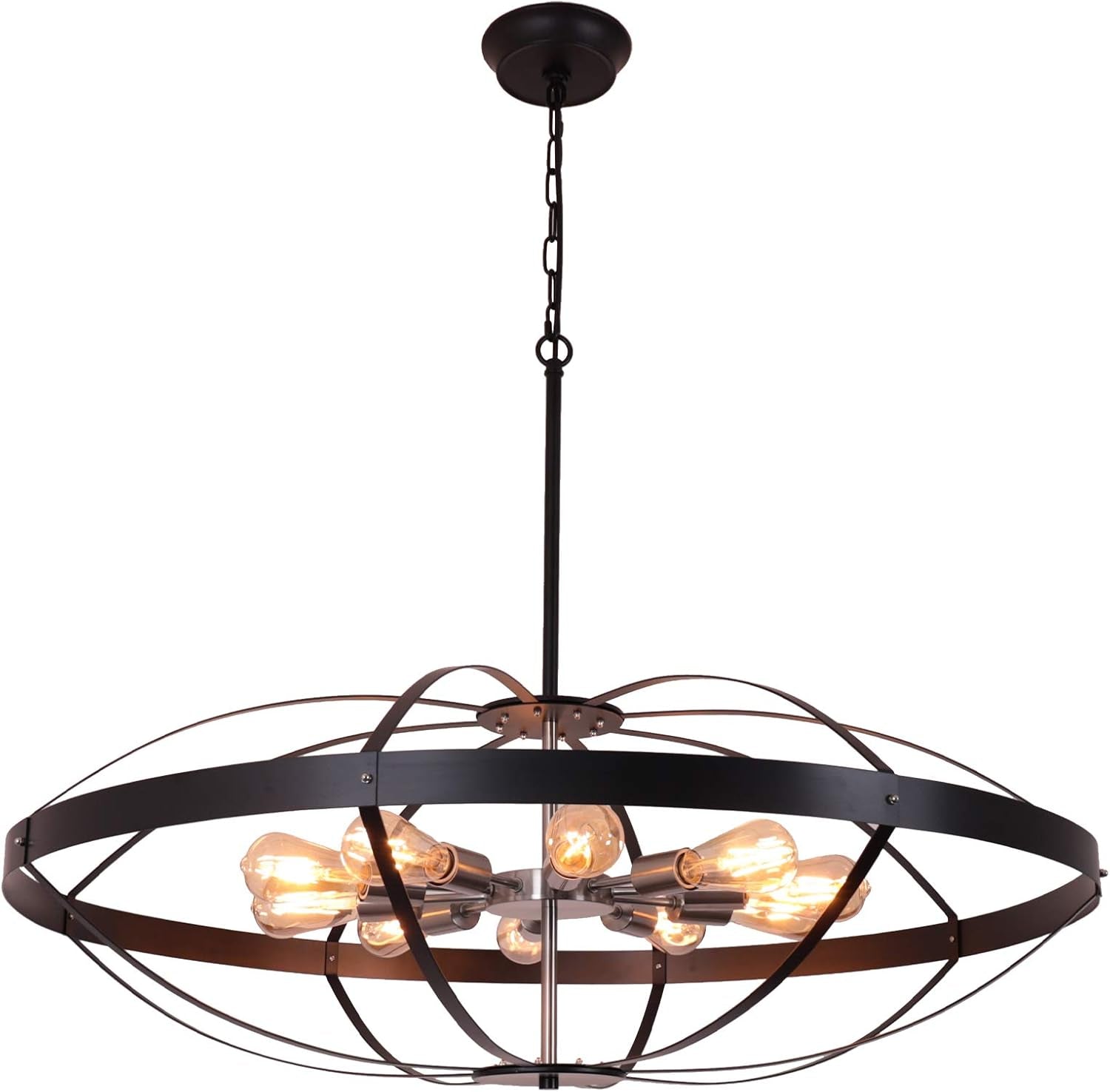 Farmhouse Chandeliers for Dining Room,40" Large Chandeliers for High Ceilings,Black & Nickel Unique Pendant Lights for Living Room,10 Lights