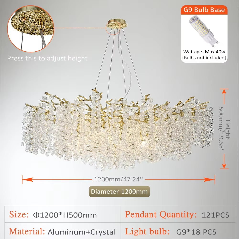 Modern Crystal Chandeliers Lucky Gold Money Tree Pendant Lamp for Dining Room Bedroom,Living Room Home Decoration