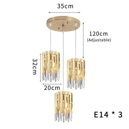 Small round Gold K9 Crystal Modern Led Chandelier for Living Room Kitchen Dining Room Bedroom Bedside Luxury Indoor Lighting