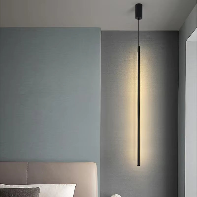 Modern LED Pendant Lights Minimalist Black Aluminum Chandeliers for Dining Room Bedroom Decor Bedside Background Hanging Lamp