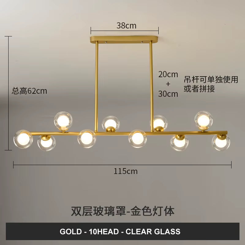 Dining Room Ceiling Chandelier Suspension Horizontal Glass Balls Chandeliers Kitchen Hanging Lamp Office Front Desk Lights