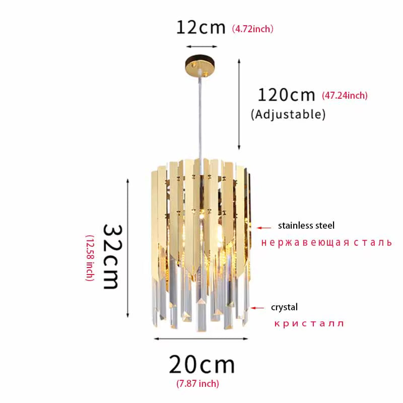 Small round Gold K9 Crystal Modern Led Chandelier for Living Room Kitchen Dining Room Bedroom Bedside Luxury Indoor Lighting