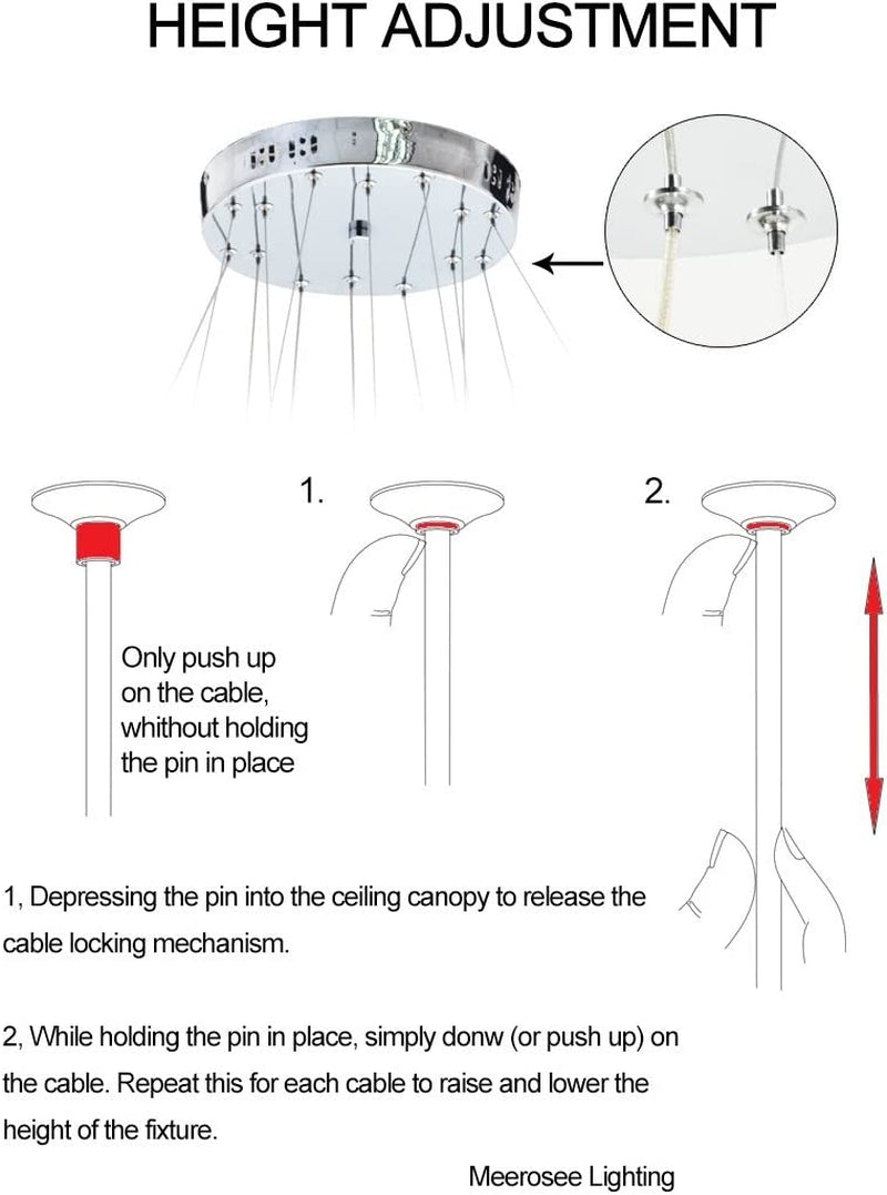 Crystal Chandeliers Modern LED Ceiling Lights Fixtures Pendant Lighting Dining Room Chandelier Contemporary Adjustable Stainless Steel Cable 4 Rings DIY Design D31.5+23.6"+15.7"+7.8"