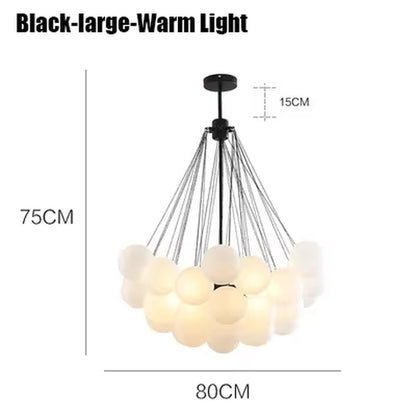 Nordic Frosted Glass Ball Chandeliers Children'S Room Luxury Dinning Living Gold Black LED Pendant Lighting Fixture