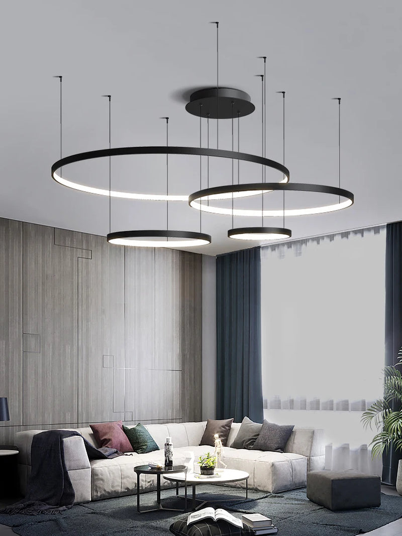 2022 Modern Led Chandeliers Home Lighting Brushed 6Rings Ceiling Circle Lights for Interior Design Engineering Lighting