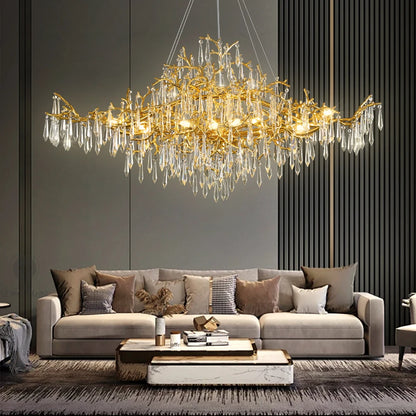 Modern Luxury Crystal Chandelier Branch Ceiling Crystal Chandelier Gold for Kitchen Dining Living Room Bedroom Chandeliers