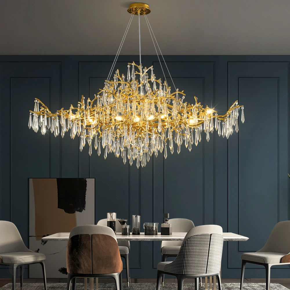 Modern Luxury Crystal Chandelier Branch Ceiling Crystal Chandelier Gold for Kitchen Dining Living Room Bedroom Chandeliers