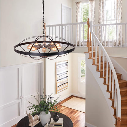 Farmhouse Chandeliers for Dining Room,40" Large Chandeliers for High Ceilings,Black & Nickel Unique Pendant Lights for Living Room,10 Lights