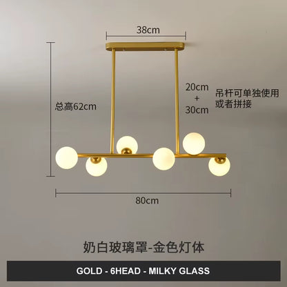 Dining Room Ceiling Chandelier Suspension Horizontal Glass Balls Chandeliers Kitchen Hanging Lamp Office Front Desk Lights