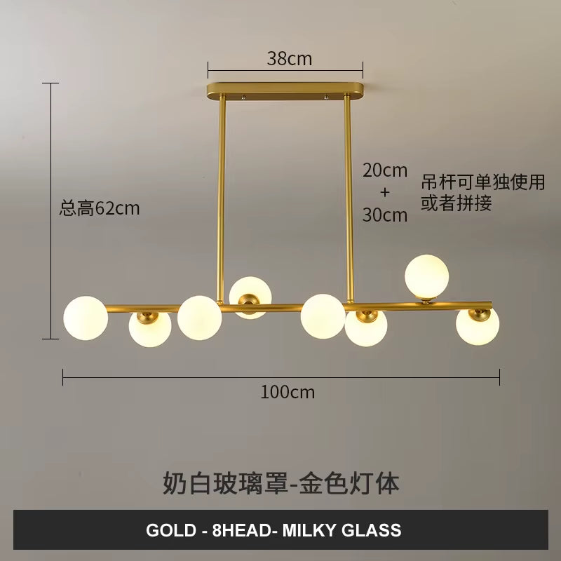 Dining Room Ceiling Chandelier Suspension Horizontal Glass Balls Chandeliers Kitchen Hanging Lamp Office Front Desk Lights