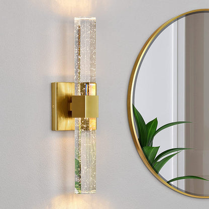 Bathroom Sconce Wall Lighting - Modern Gold Wall Sconce Crystal Wall Light 3000K LED Wall Mount Light Vertical and Horizontal Bathroom Vanity Light Fixture for Living Room Bedroom