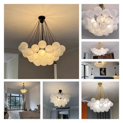 Nordic Frosted Glass Ball Chandeliers Children'S Room Luxury Dinning Living Gold Black LED Pendant Lighting Fixture