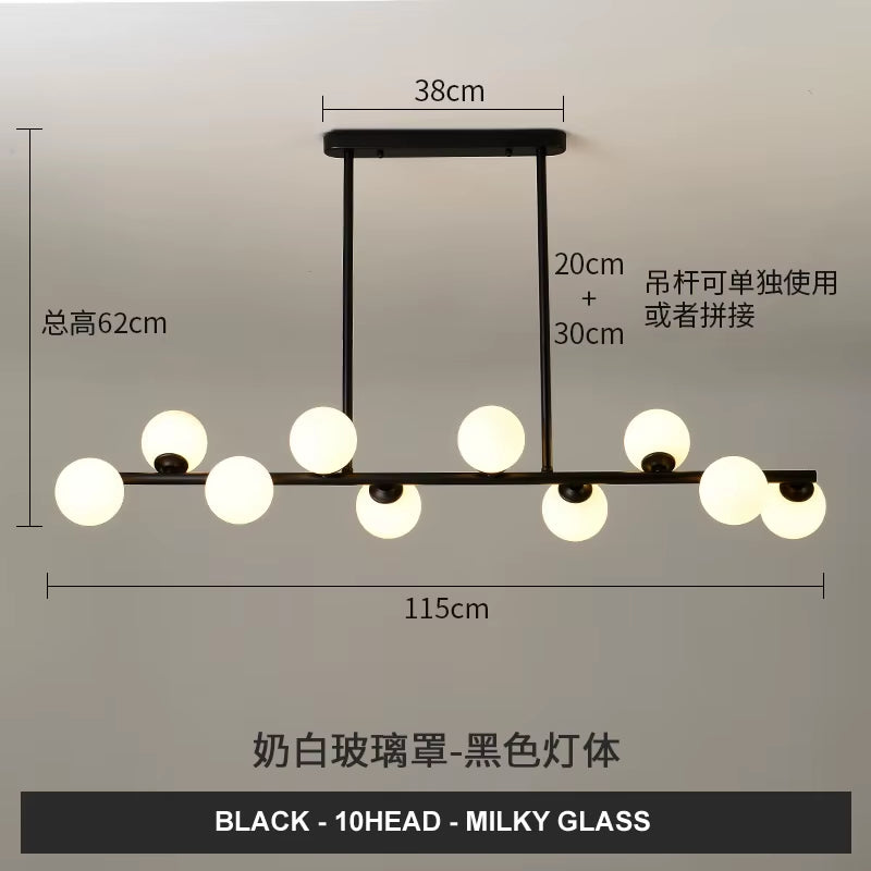 Dining Room Ceiling Chandelier Suspension Horizontal Glass Balls Chandeliers Kitchen Hanging Lamp Office Front Desk Lights