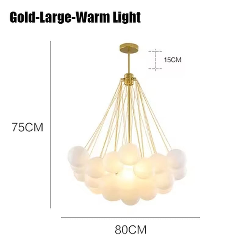 Nordic Frosted Glass Ball Chandeliers Children'S Room Luxury Dinning Living Gold Black LED Pendant Lighting Fixture