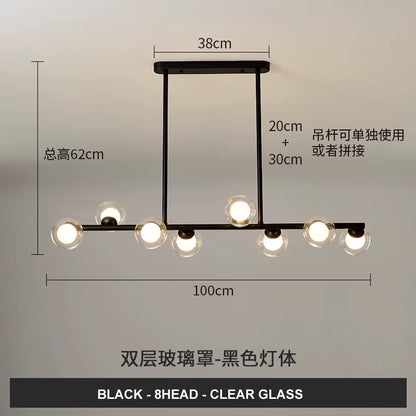 Dining Room Ceiling Chandelier Suspension Horizontal Glass Balls Chandeliers Kitchen Hanging Lamp Office Front Desk Lights