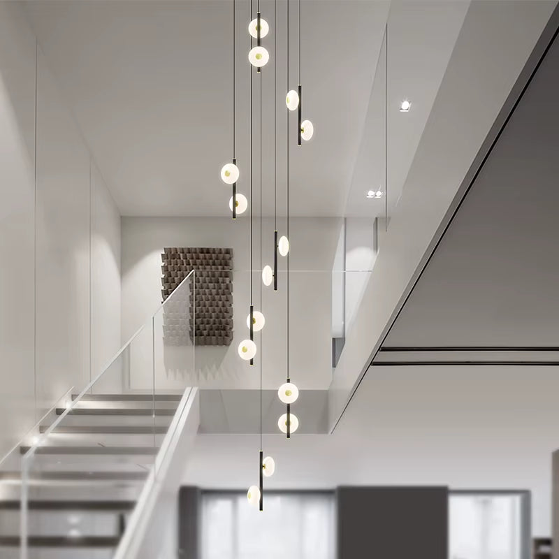 LED Pendant Lamp for Spiral Staircase Lighting Ceiling Chandelier Modern Luxury Villa Living Room Lighting Fixtures Chandelier